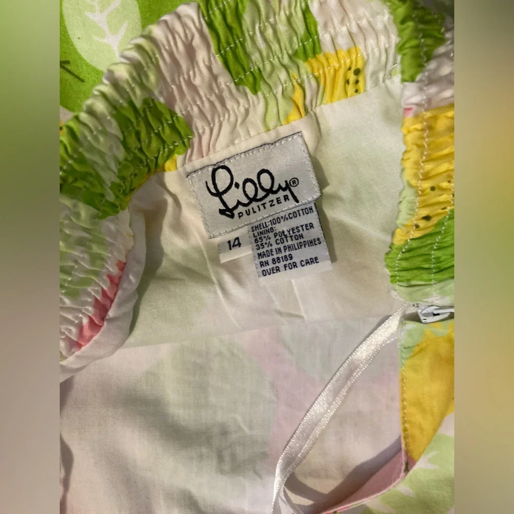 🍋Lilly Pulitzer Lemon Halter Dress Vintage White Label Girls Size 14 - Picture 2 of 8